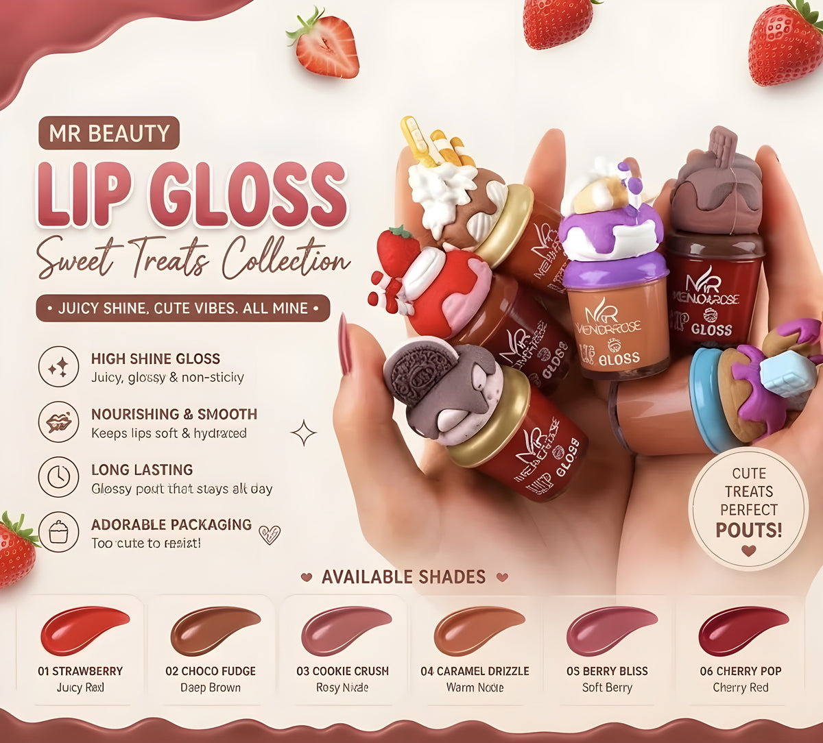 •Rose lip gloss 6pcs set•